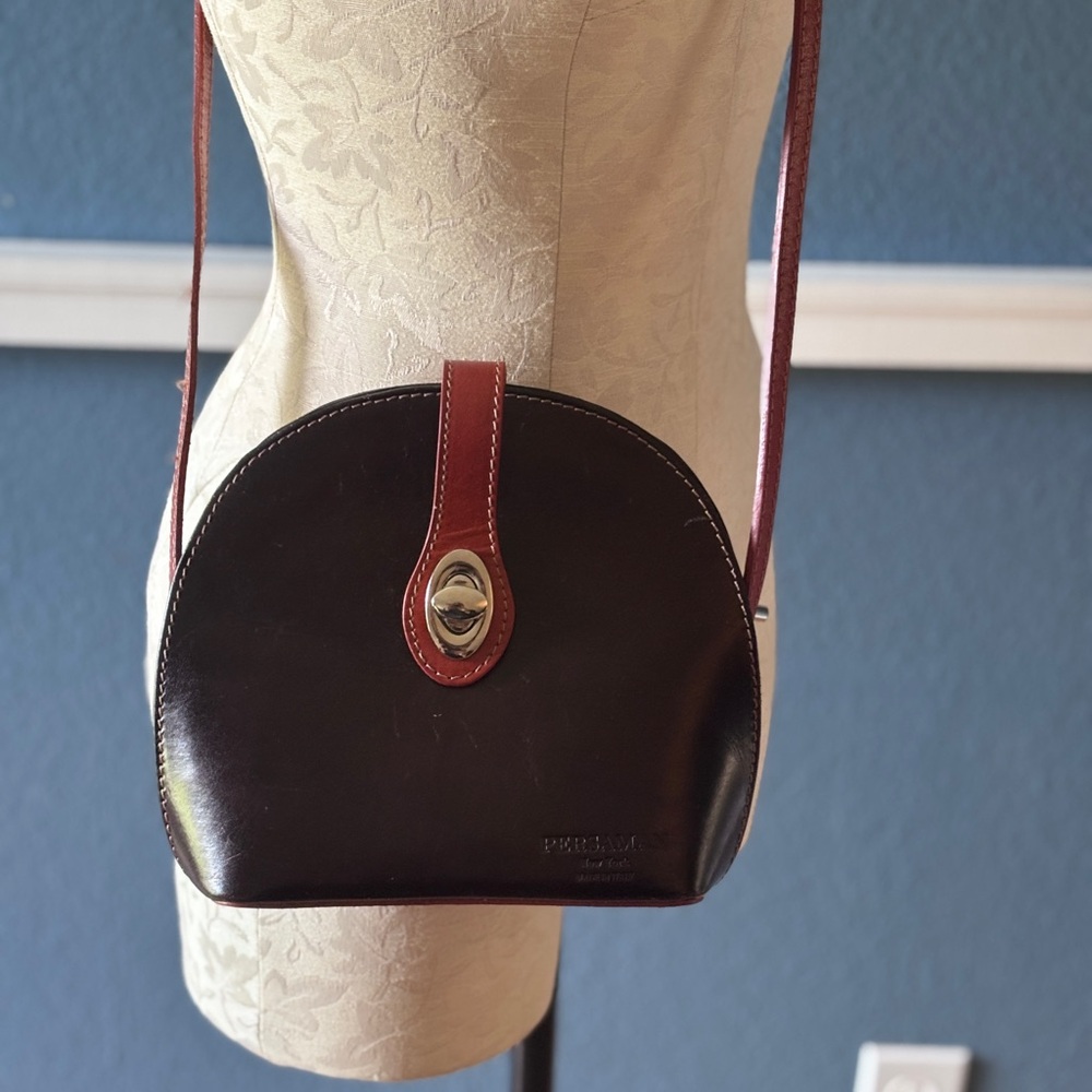 Persaman New York Black/Brown Leather Crossbody Bag - Made in Italy